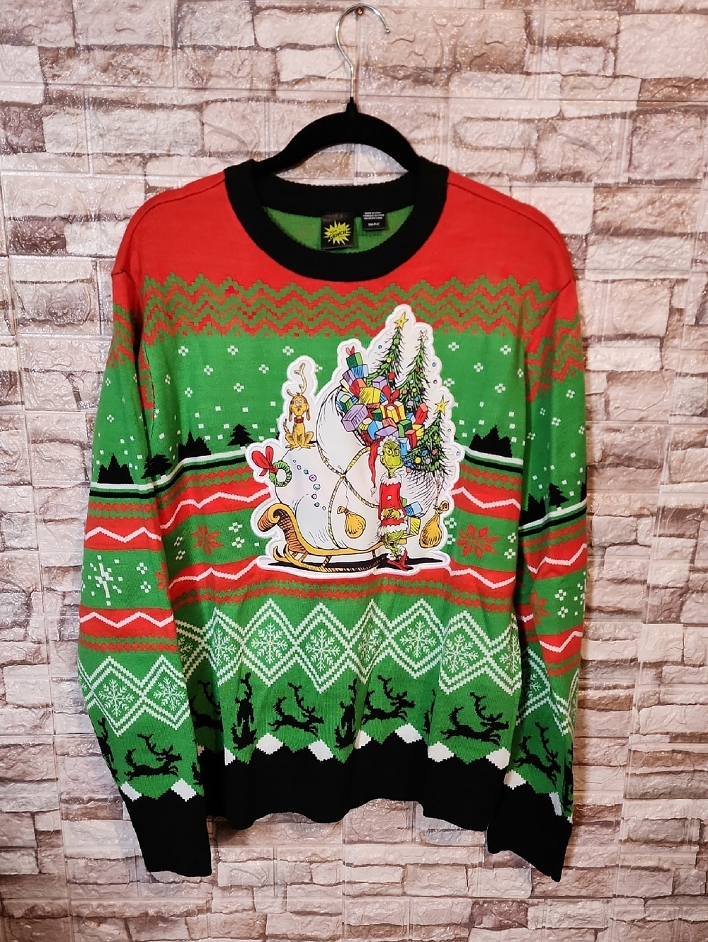 The Grinch Sweater  Festive Green and Red Christmas Sweater